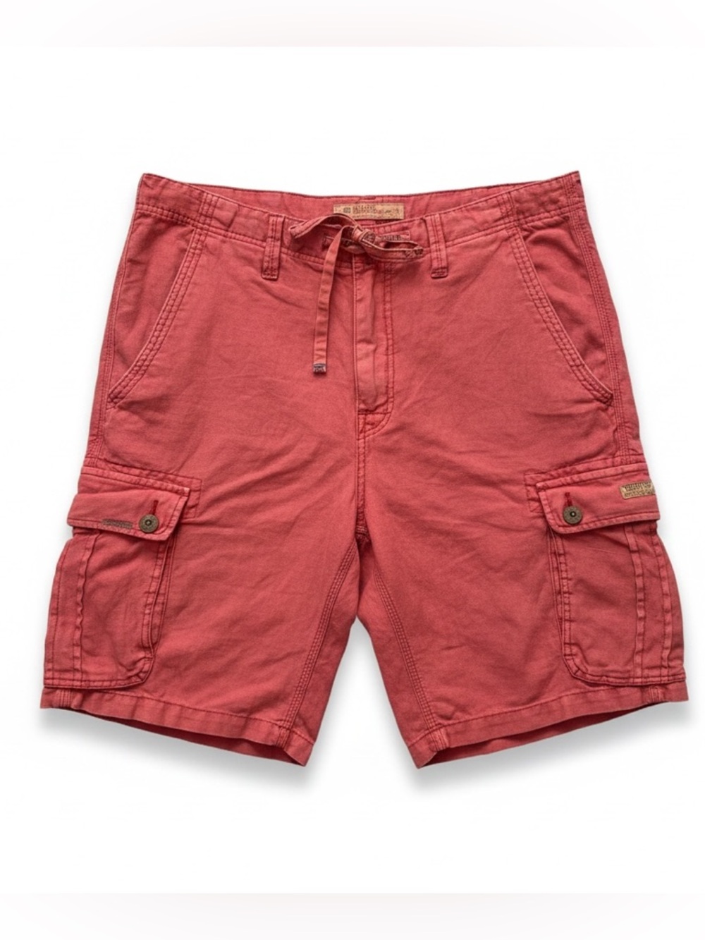 True Religion men's Linen Cargo Shorts Size 38 Drawstring Red Lightweight